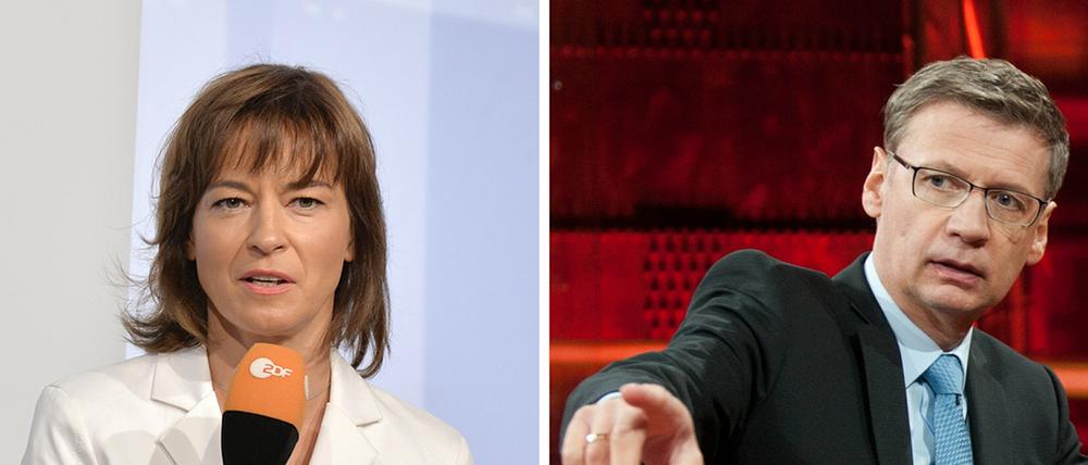 Maybrit Illner und Günther Jauch im ungewohnten direkten Duell am Sonntagabend. 