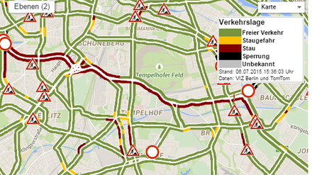 Stau auf der Stadtautobahn: Die Verkehrsinformationszentrale warnt vor Verkehrsbehinderungen.