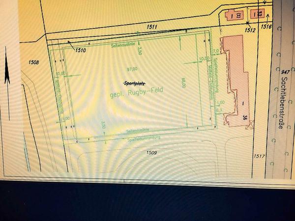 Plan für ein Rugby-Stadion an der Sachtlebenstraße.