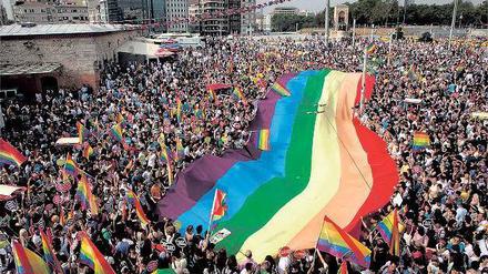 Im Zeichen des Regenbogens. Der Istanbul-Pride-Marsch von 2013 war mit 100 000 Teilnehmern die bislang größte queere Demonstration der Türkei. 