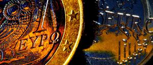 Griechische Euro-Münzen.