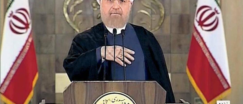 Irans Präsident Ruhani spricht zu seinem Volk über das Atomabkommen