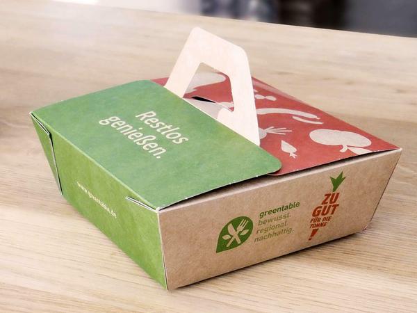 Die amtliche Restebox: 15000 dieser Schachteln ließ das Bundesministerium für Ernährung an Restaurants verteilen.