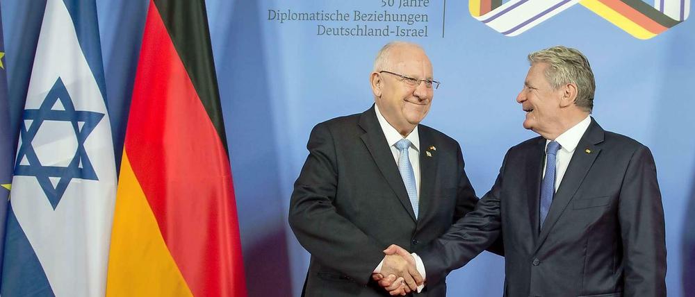 Israels Staatspräsident Reuven Rivlin und Bundespräsident Joachim Gauck.