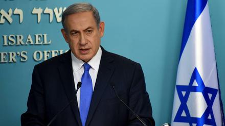 Vor der Presse. Israels Ministerpräsident Benjamin Netanjahu am Dienstag in Jerusalem. 