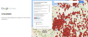 Nicht mehr abrufbar: Die fremdenfeindliche Karte auf Google Maps
