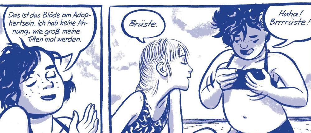 Teenager-Themen. Eine Seite aus „Ein Sommer am See“ .