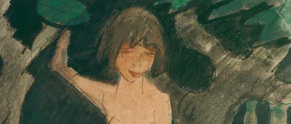 Otto Mueller: "Zwischen Bäumen stehendes Mädchen", um 1925