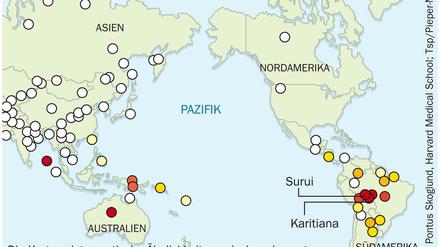 Verwandt. Die Erbgutanalyse zeigt, dass einige Bewohner des Amazonasgebiets nah mit Menschen in Südostasien und Australien verwandt sind.