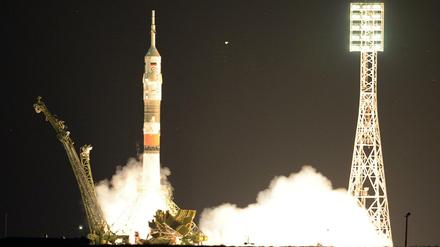 Der bemannte Start vom Kosmodrom Baikonur in der kasachischen Steppe am Donnerstag.
