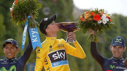 Ganz oben: Christopher Froome feierte seinen Gesamtsieg bei der Tour de France.