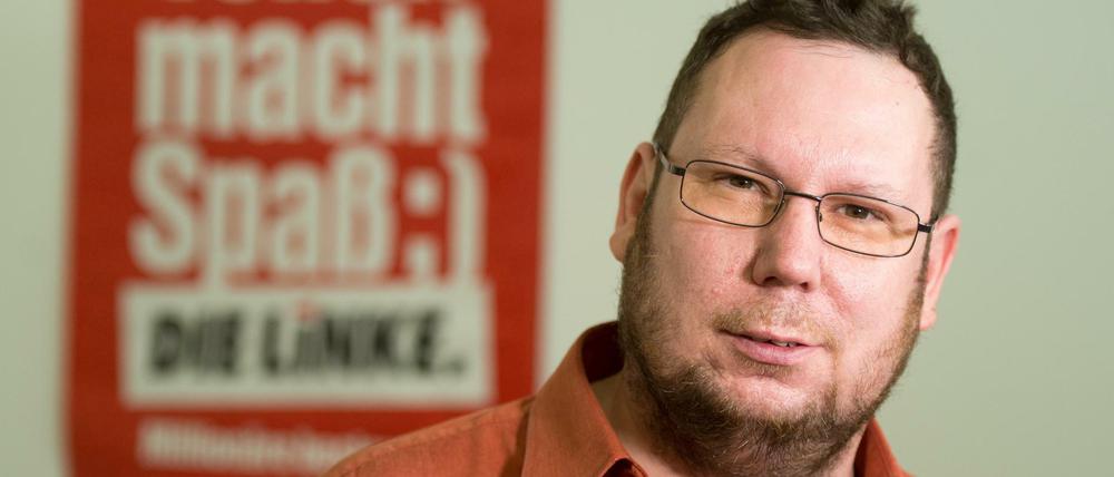 Der Fraktionsvorsitzende der Partei Die Linke im Freitaler Stadtrat, Michael Richter. In seinem Auto detonierte ein Böller.