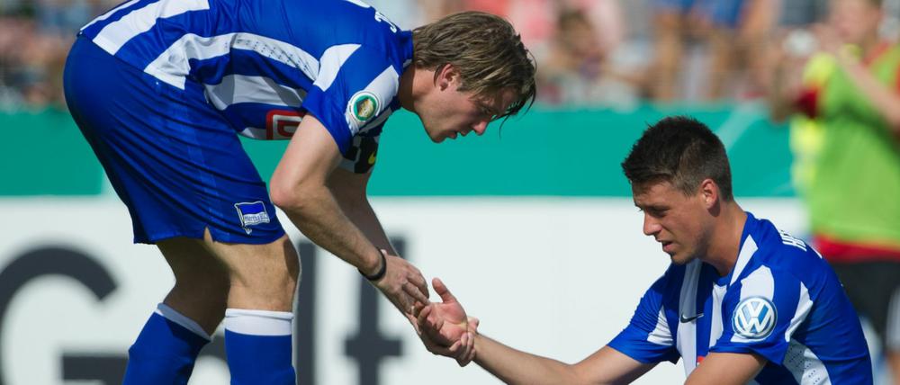 Unter sich. Niemeyer (l.) und Wagner sind bei Hertha aussortiert.