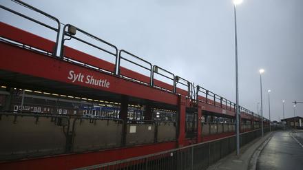 Leere Waggons des Autoreisezugs "Sylt Shuttle".