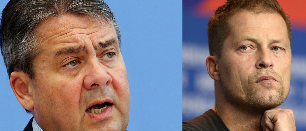 SPD-Parteichef Sigmar Gabriel (l.) und Filmemacher Til Schweiger haben sich über Fremdenhass diskutiert.