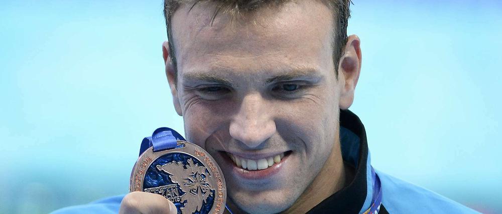 Nicht übel. Paul Biedermann freut sich über Bronze.