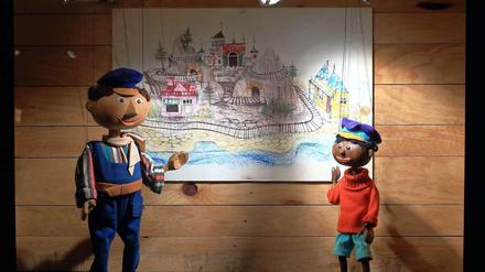 Szene aus der "Augsburger Puppenkiste": Lukas der Lokomotivführer und Jim Knopf.