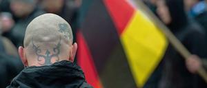 Neonazis in Brandenburg. Hier ein Bild von einer Demonstration gegen Flüchtlingsheime in Frankfurt (Oder). 