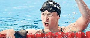 Zeitenwende. Die Amerikanerin Katie Ledecky stellte einen neuen Weltrekord über 1500 Meter Freistil auf.