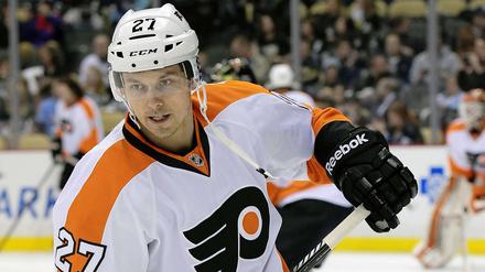 Mann mit NHL-Erfahrung. Bruno Gervais im Trikot der Philadelphia Flyers. 