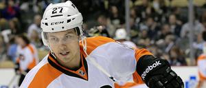 Mann mit NHL-Erfahrung. Bruno Gervais im Trikot der Philadelphia Flyers. 