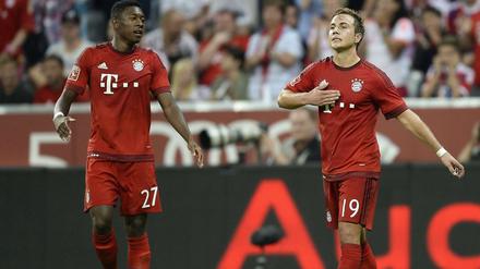 Münchens Mario Götze (rechts) trifft zum 2:0.
