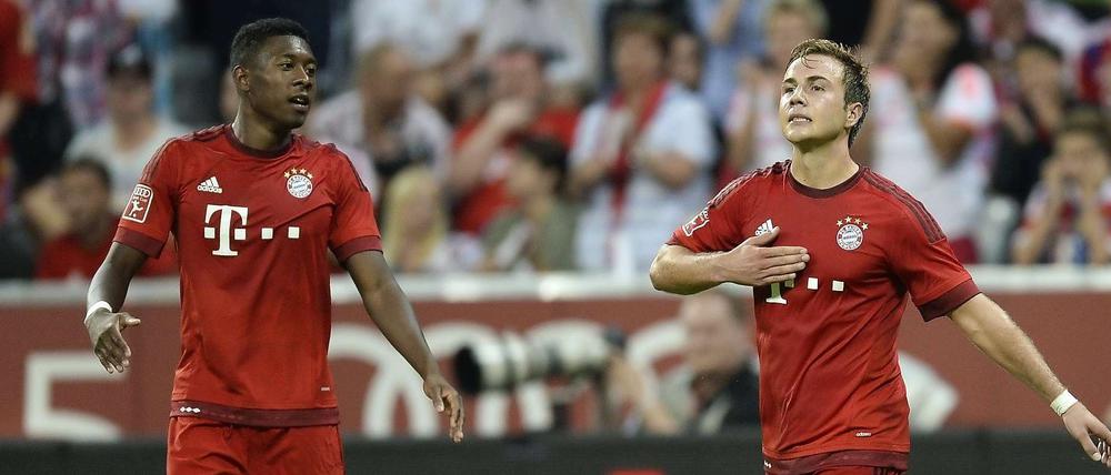 Münchens Mario Götze (rechts) trifft zum 2:0.
