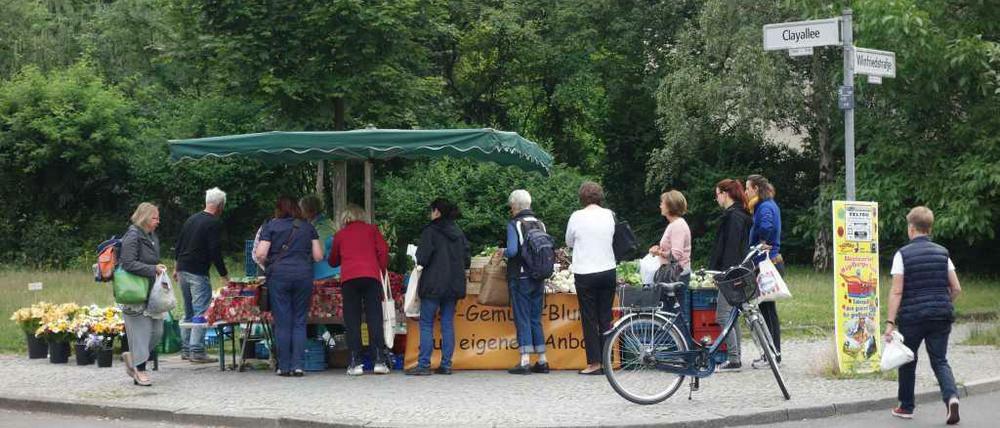 Frühmorgens stehen die Anwohner Schlange am Stand der Krügers