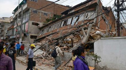 Ein zerstörtes Haus in Kathmandu nach dem Beben vom April 2015.