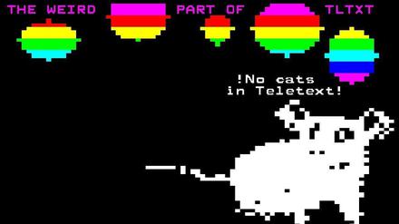 Das Kunstwerk "Darktxt" der Künstlerin Karin Ferrari, bestehend aus Pixeln, die eine Maus zeichnen, auf einer Teletextseite.