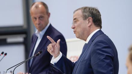 Werben mit Wirtschaftskompetenz: Friedrich Merz und Armin Laschet