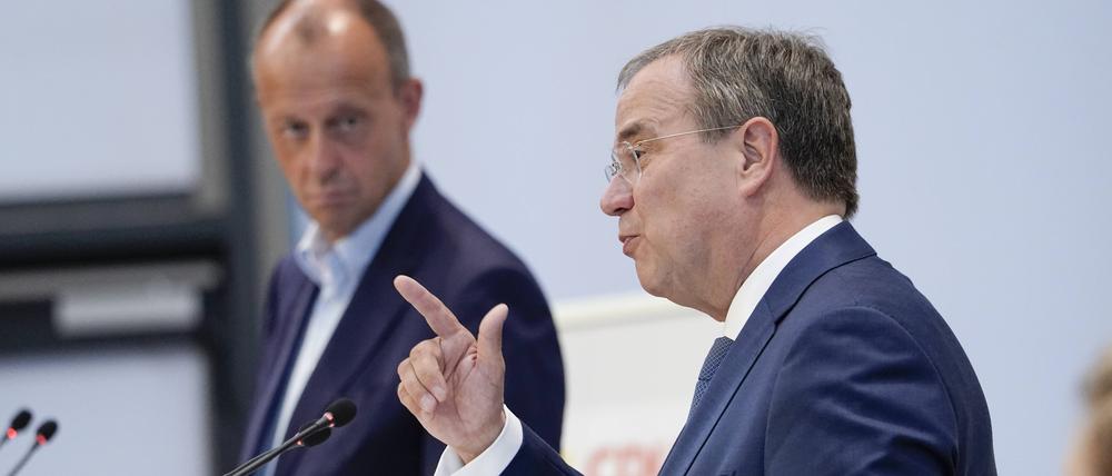 Werben mit Wirtschaftskompetenz: Friedrich Merz und Armin Laschet