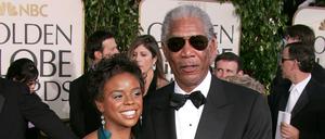 US-Schauspieler Morgan Freeman mit seiner Enkeltochter Edena Hines im Januar 2005 bei den Golden Globe Awards in Beverly Hills, Kalifornien. Die nun 33-Jährige wurde am Sonntag in New York erstochen.