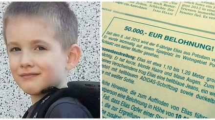 Links der Junge, rechts die Anzeige aus den Potsdamer Neuesten Nachrichten aus dem August. 50.000 Euro hatte eine Privatperson ausgelobt.