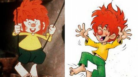 Auf Diät gesetzt: Zeichentrickfigur Pumuckl im Original - und in der neuen abgespeckten Version (r.). 