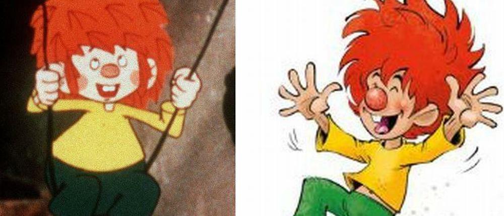 Auf Diät gesetzt: Zeichentrickfigur Pumuckl im Original - und in der neuen abgespeckten Version (r.). 