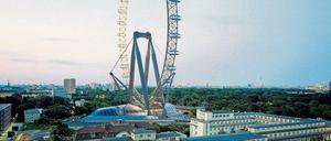 Sieht ganz hübsch aus. Wird nur nicht gebaut. Hier der Blick aufs Riesenrad, ganz rechts befindet sich der Bahnhof Zoo.