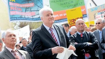 An der Spitze der Protestbewegung: Ministerpräsident Horst Seehofer im Februar vergangenen Jahres bei einer Kundgebung gegen die geplante Gleichstromleitung. 