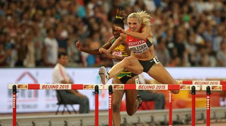 Cindy Roleder holte die Silbermedaille über 100 Meter Hürden.