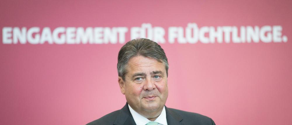 SPD-Chef Sigmar Gabriel beim Empfang für ehrenamtliche Flüchtlingshelfer. 