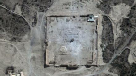 Satellitenaufnahmen bestätigen nach UN-Angaben die Zerstörung des Baal-Tempels in Palmyra.