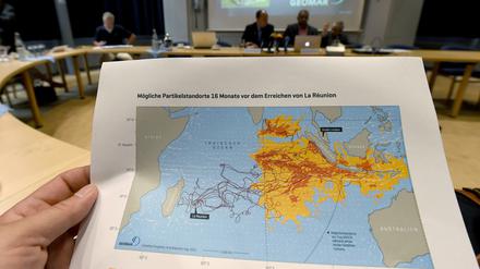 Eine Karte mit dem möglichen Absturzort von Flug Malaysia Airlines.