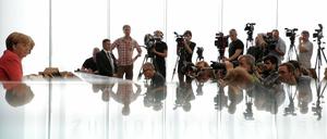 Bundeskanzlerin Angela Merkel (CDU) bei der Bundespressekonferenz.