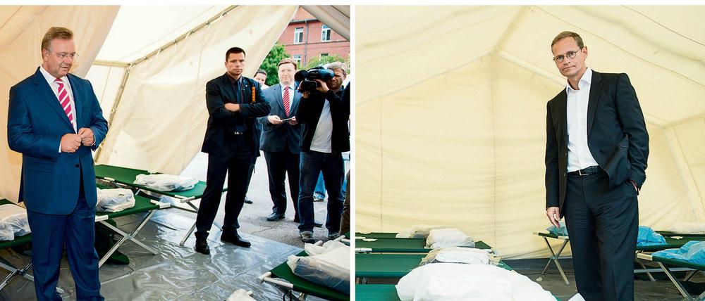 Zwei Termine in Spandau. Frank Henkel und Michael Müller machten sich auf den Weg, einer war schneller.