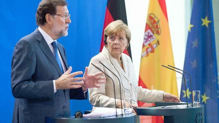 Spaniens Ministerpräsident Mariano Rajoy und Kanzlerin Angela Merkel am Dienstag in Berlin. 