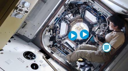 Esa-Astronautin Samantha Cristoforetti in der Aussichtskuppel "Cupola" der ISS