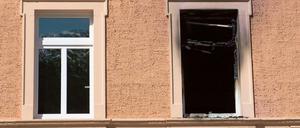 Flüchtlingsunterkunft in Meißen Ende Juni nach dem Brandanschlag