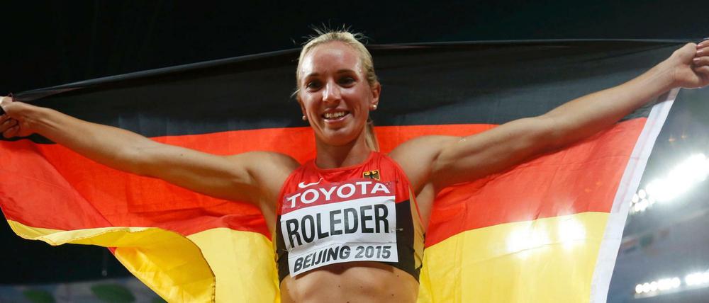 Cindy Roleder feierte ihren zweiten Platz bei der Leichtatheltik-WM in Peking.