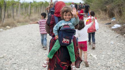Flüchtlinge an der Grenze zwischen Griechenland und Mazedonien.