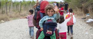 Flüchtlinge an der Grenze zwischen Griechenland und Mazedonien.